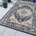 Navy Blue Distressed Weatherproof Outdoor Garden Rug - Adana