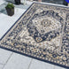 Navy Blue Distressed Weatherproof Outdoor Garden Rug - Adana