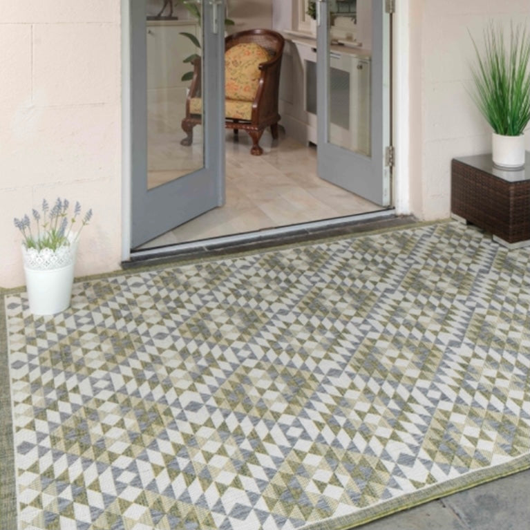 Florida Geometric Outdoor FlatweaveRug - Green
