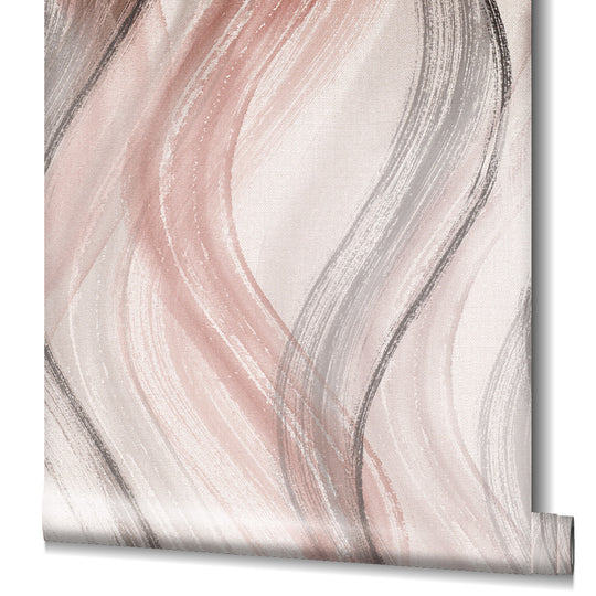 Pastel Pink Watercolour Swirl Wallpaper by Marburg 32443