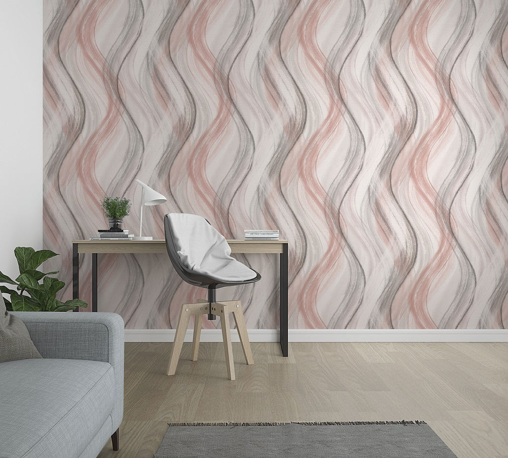 Pastel Pink Watercolour Swirl Wallpaper by Marburg 32443