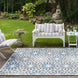 Florida Geometric Outdoor Floral Flatweave Rug - Navy Blue