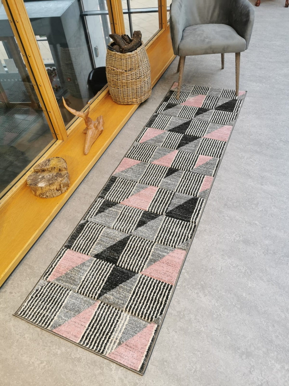 Baby Pink and Grey Geometric - Boston Collection