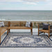 Navy Blue Distressed Weatherproof Outdoor Garden Rug - Adana