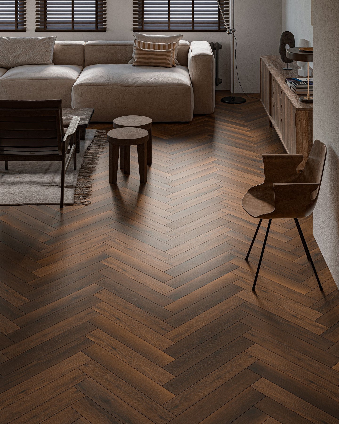 Rustic Walnut Herringbone - €19.95 sq yd. 2.29 sq yd per pack. Price per pack below