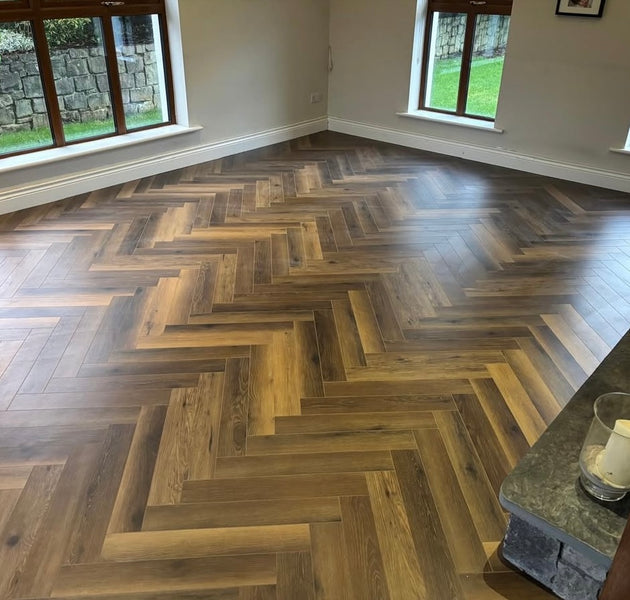 Rustic Walnut Herringbone - €19.95 sq yd. 2.29 sq yd per pack. Price per pack below