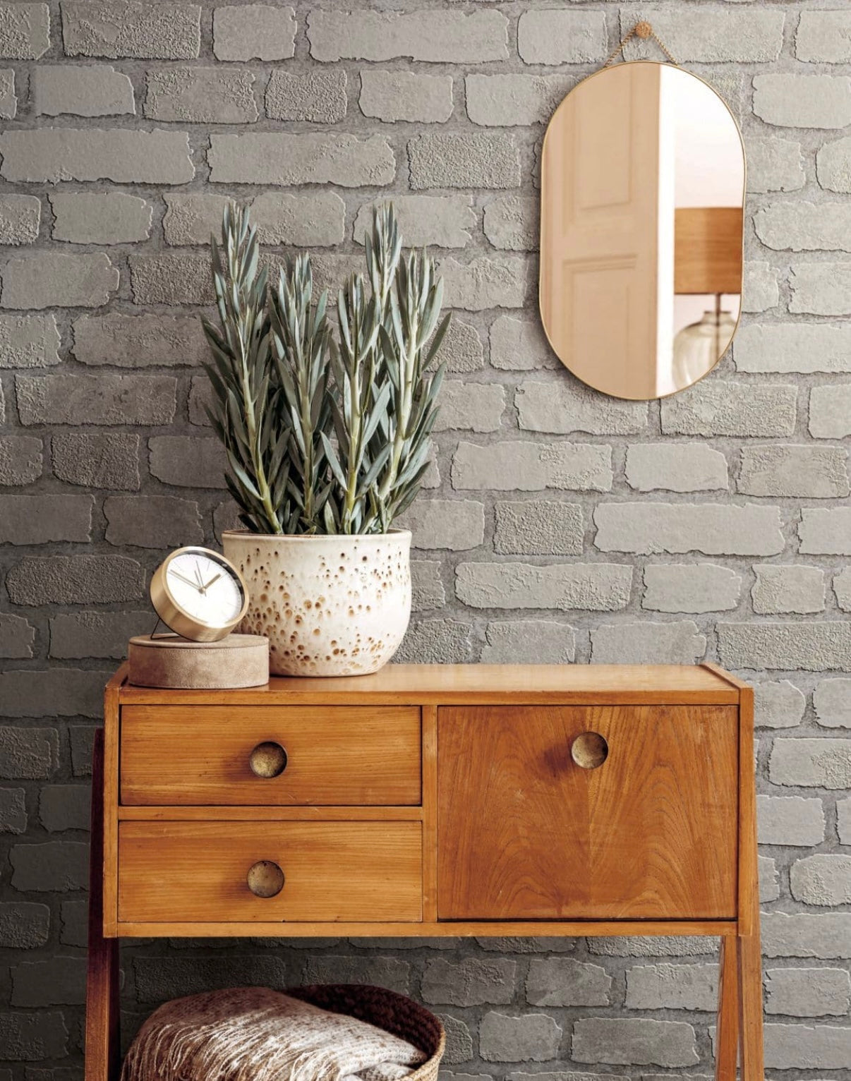 Marburg Brick Effect Silver/White  58412