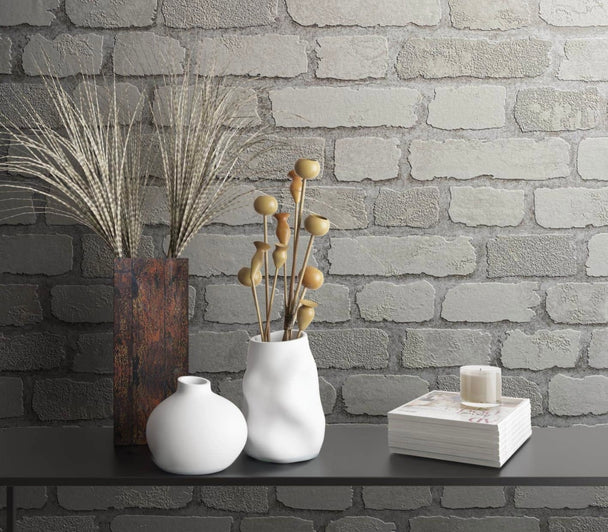 Marburg Brick Effect Silver/White  58412