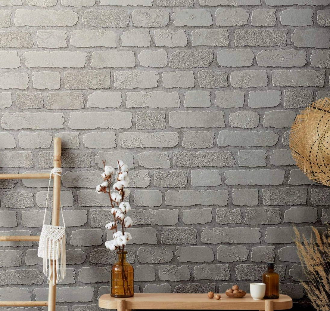 Marburg Brick Effect Silver/White  58412
