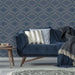 Embossed Nuevo Navy Wallpaper- Grandeco A34102