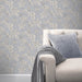 Botanic Floral Blue Metallic Wallpaper - Arthouse 902600
