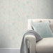 Botanic Floral Soft Teal Metallic Wallpaper - Arthouse 902703