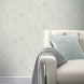Botanic Floral Soft Teal Metallic Wallpaper - Arthouse 902703