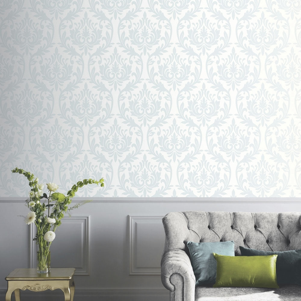 Vintage Duck Egg Lucca Damask - Arthouse 891200