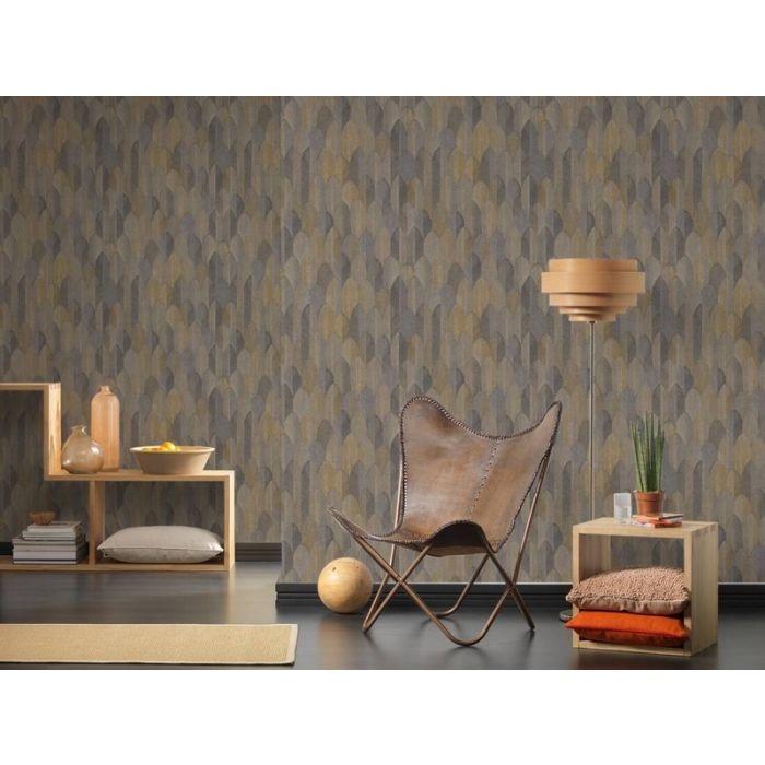 Non Woven Metallic Feather Wallpaper