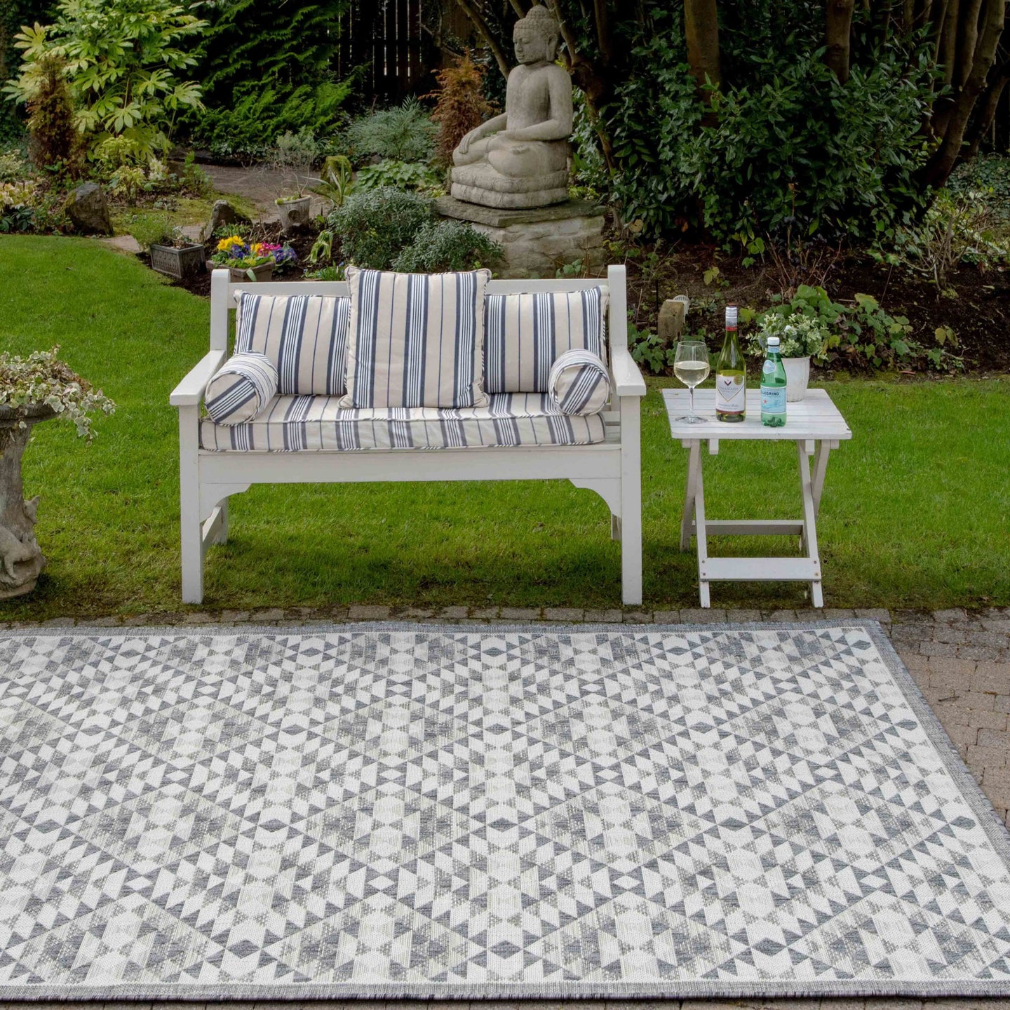 Florida Geometric Outdoor Flatweave Rug - Grey