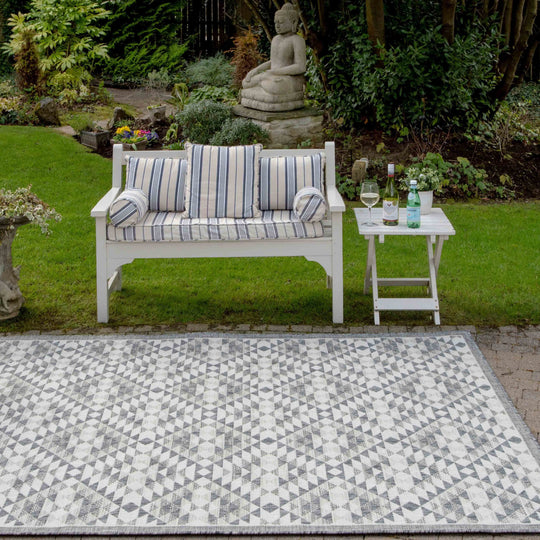 Florida Geometric Outdoor Flatweave Rug - Grey