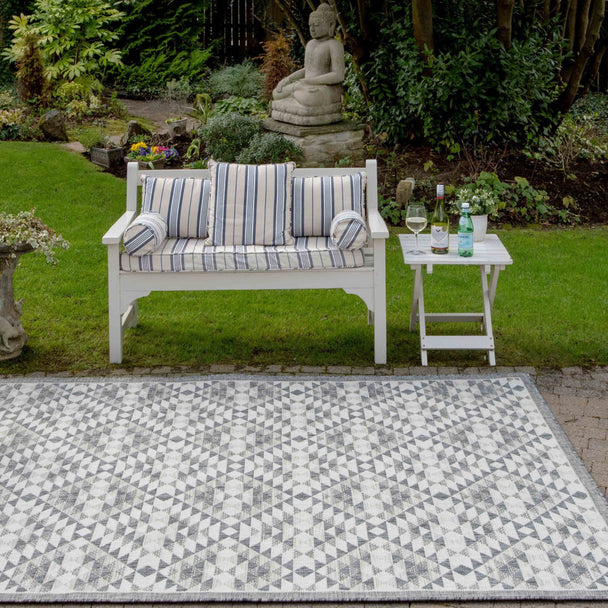 Florida Geometric Outdoor Flatweave Rug - Grey