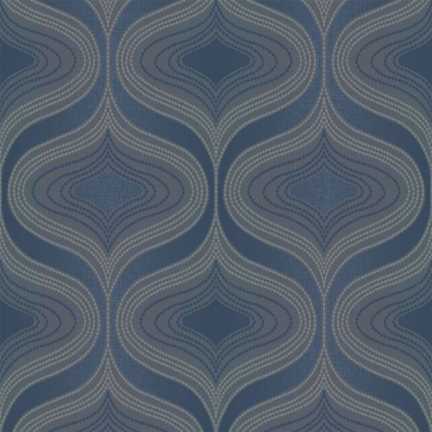Embossed Nuevo Navy Wallpaper- Grandeco A34102