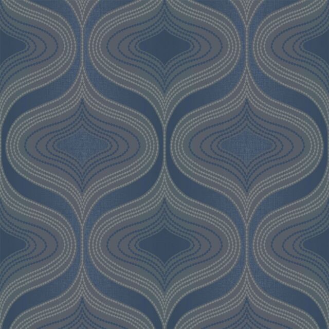 Embossed Nuevo Navy Wallpaper- Grandeco A34102