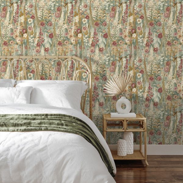 Delphinium Floral Textured Vinyl Wallpaper - A74603