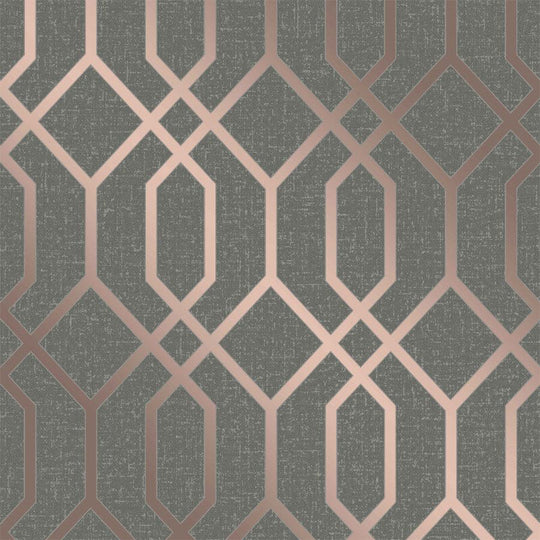 Quartz Trellis Geometric Silver & Champagne Wallpaper- Fine Decor FD42307