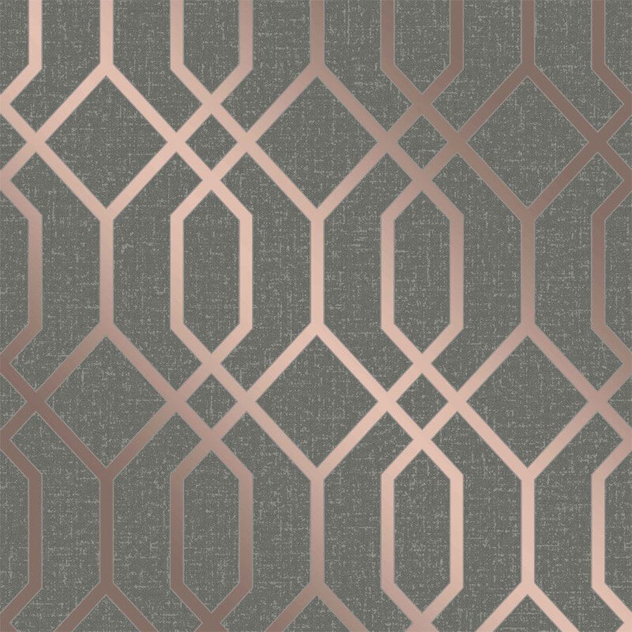 Quartz Trellis Geometric Silver & Champagne Wallpaper- Fine Decor FD42307