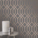 Quartz Trellis Geometric Silver & Champagne Wallpaper- Fine Decor FD42307