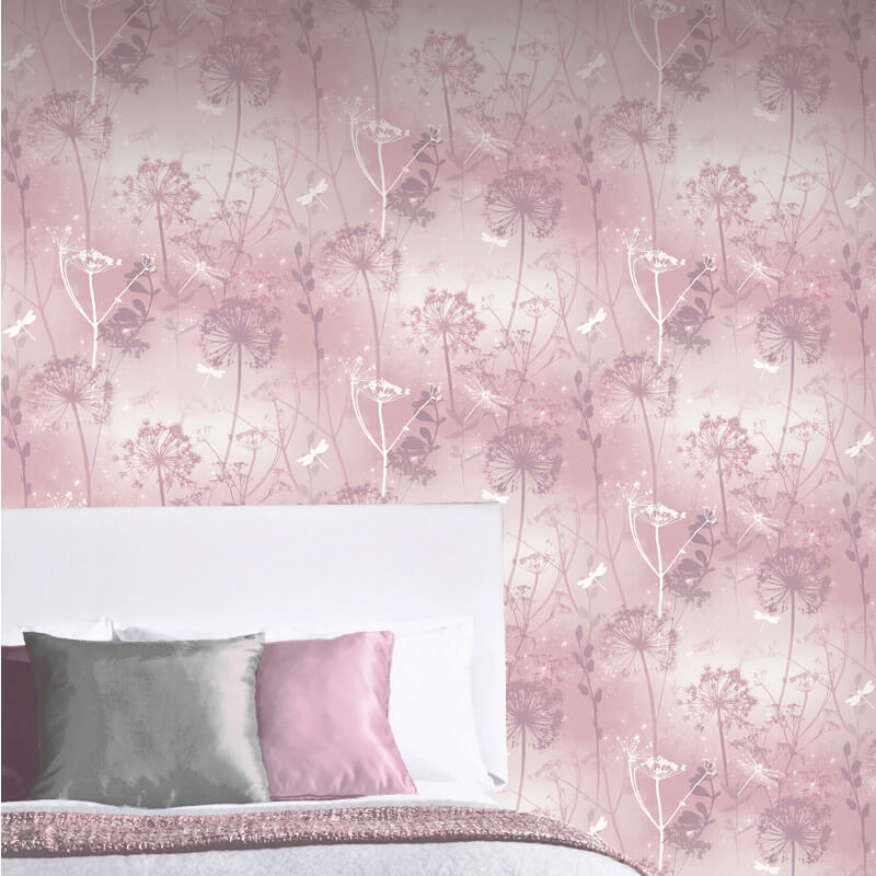 Wallpaper Rolls Sheets Home Garden Diamond Bloom Floral Wallpaper Blush Arthouse 257000 Pink Feature Wall New Bistrozdravo Com
